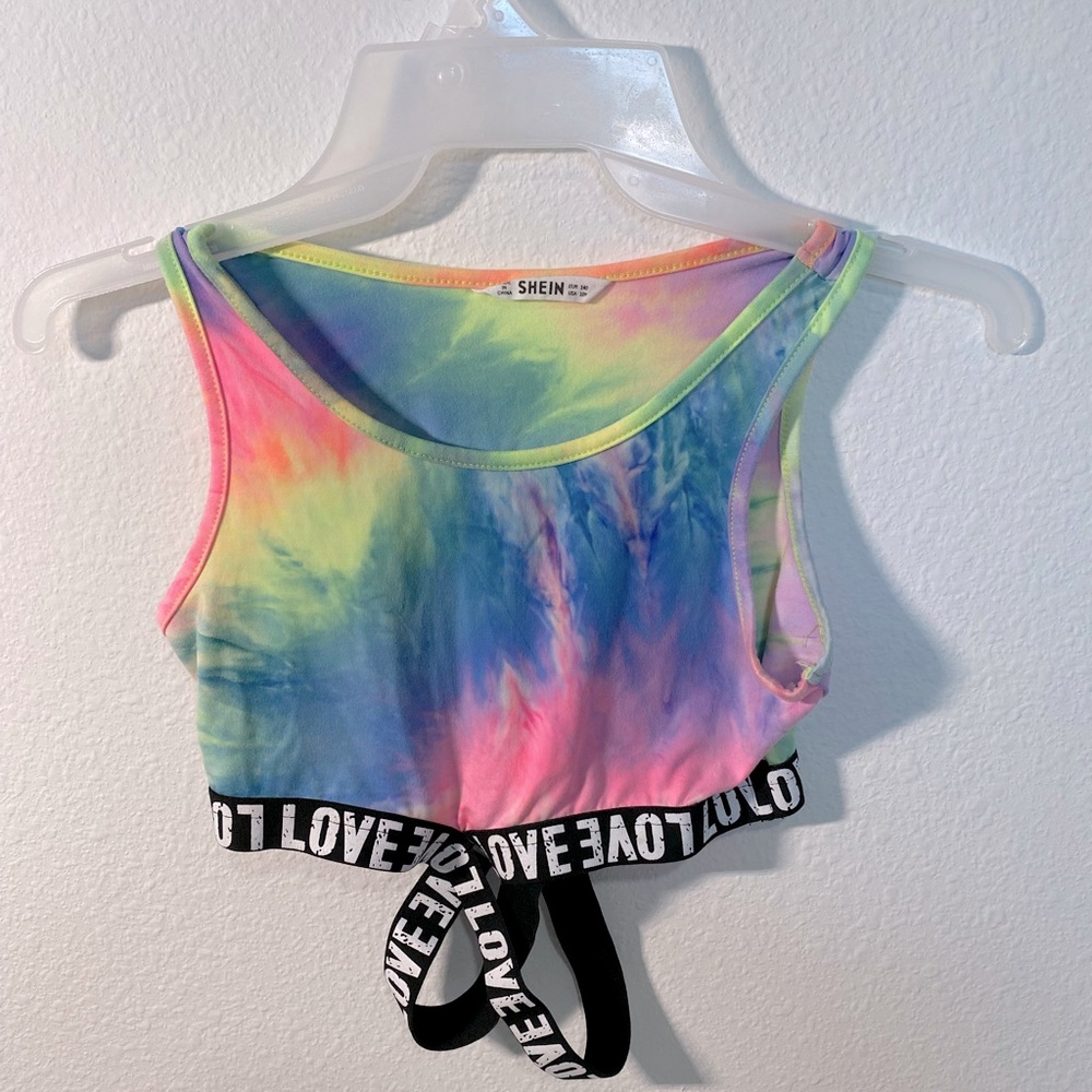 Shein Rainbow Tie Dye Shirt and Pants Matching Set